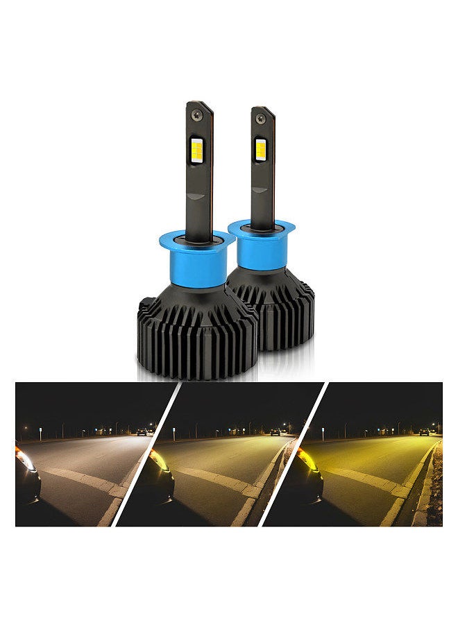 Generic - H1 LED Headlight Bulbs IP67 Waterproof Car LED Headlight Bulbs 3000K/4300K/6000K 200W 40000LM Bright LED Headlights, 2PCS - Image 1
