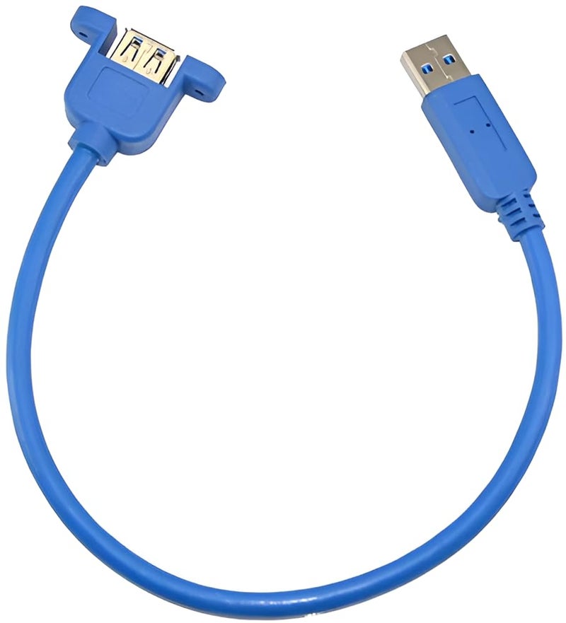 fdealz® [ 0.3 Meter - USB 3.0 Extension Cable (M/F) Male to Female Adapter Cord with Screw Panel Mount for Industrial Computer PC 30CM - Image 2
