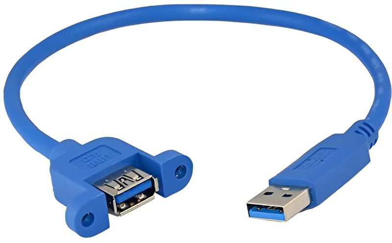 fdealz® [ 0.3 Meter - USB 3.0 Extension Cable (M/F) Male to Female Adapter Cord with Screw Panel Mount for Industrial Computer PC 30CM - Image 3