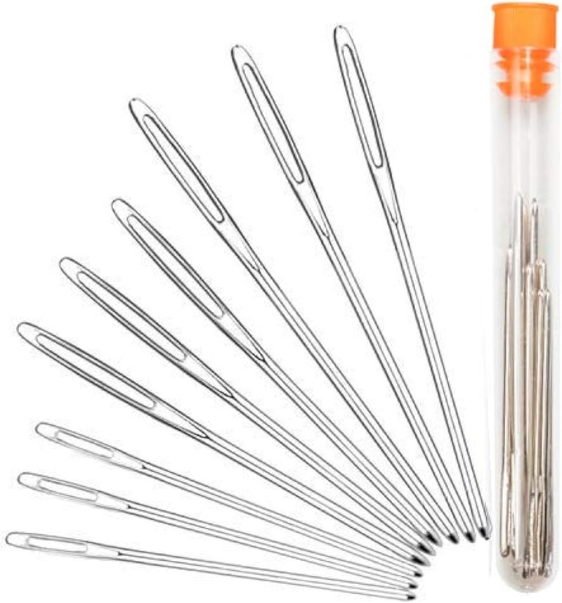 HEKISN Large-Eye Blunt Needles, Stainless Steel Yarn Knitting Needles, Sewing Needles, Crafting Knitting Weaving Stringing Needles,Perfect for Finishing Off Crochet Projects (9 Pieces) - Image 1