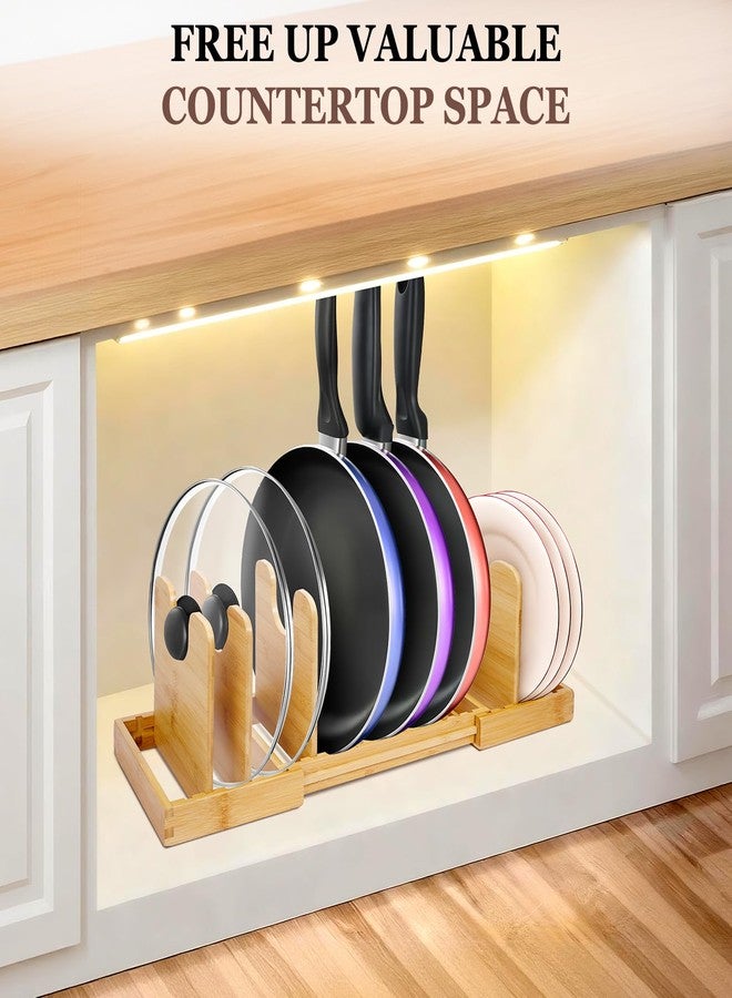 Bambition Bamboo Pot Lid Organizer, Pots and Pans Organizer Inside Cabinet, Pot Lids holder for Kitchen Countertop - Image 5