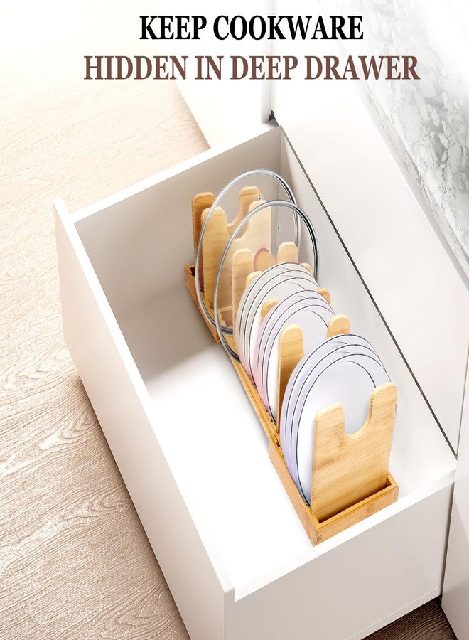 Bambition Bamboo Pot Lid Organizer, Pots and Pans Organizer Inside Cabinet, Pot Lids holder for Kitchen Countertop - Image 4