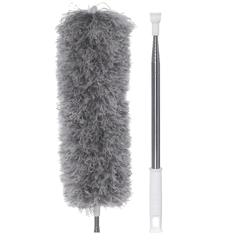 HIGH REACH CLEANER - Flexible microfiber duster with 2.5m stainless steel extension for effective cleaning of ceiling fans and dusty corners
