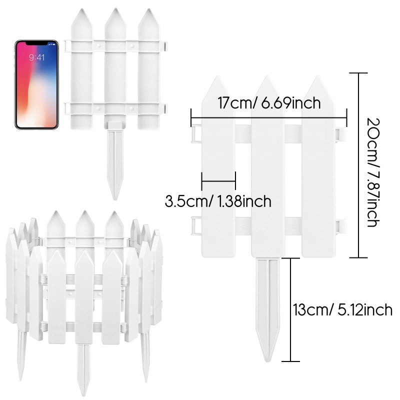 PLULON 6 Pieces Garden Fence with 6 Pieces Fence Insert White Plastic Garden Picket Edgings Lawn Flowerbeds Plant Borders Decorative Garden Yard - Image 2