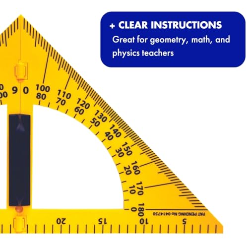 Helix - Magnetic Classroom Whiteboard Geometry 4 Piece Set - Compass - 2 Triangles - Ruler - Protractor - Image 5