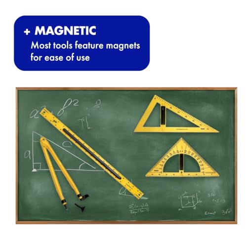 Helix - Magnetic Classroom Whiteboard Geometry 4 Piece Set - Compass - 2 Triangles - Ruler - Protractor - Image 4