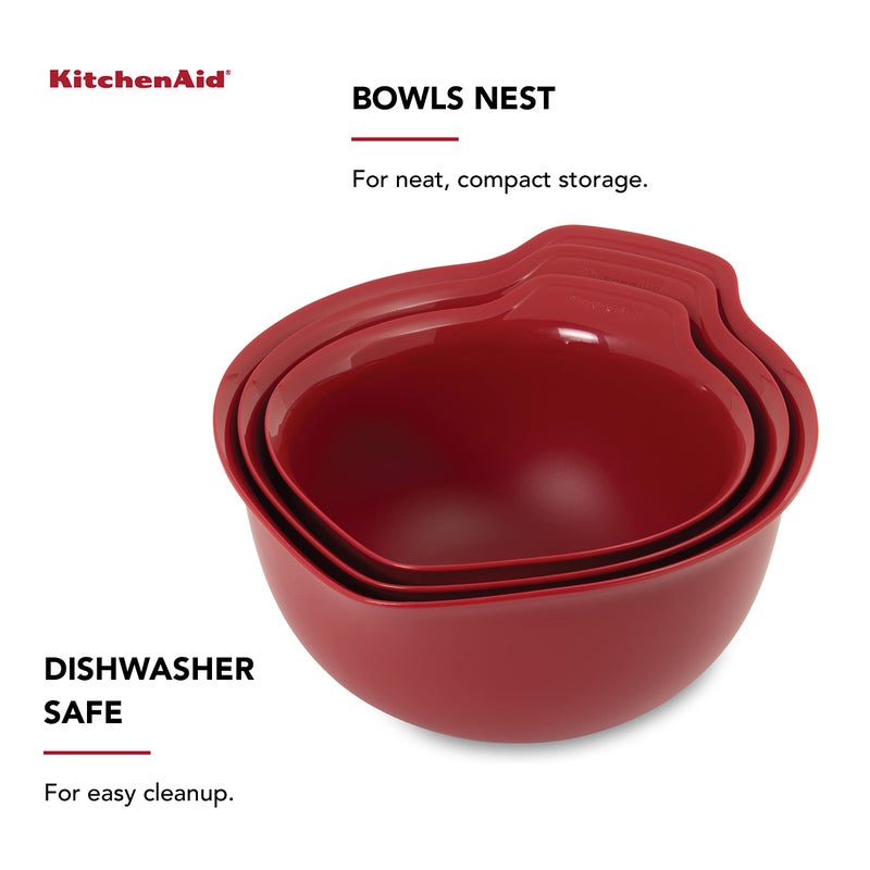 KitchenAid Universal Mixing Bowls, Set Of 3, Empire Red - Image 4