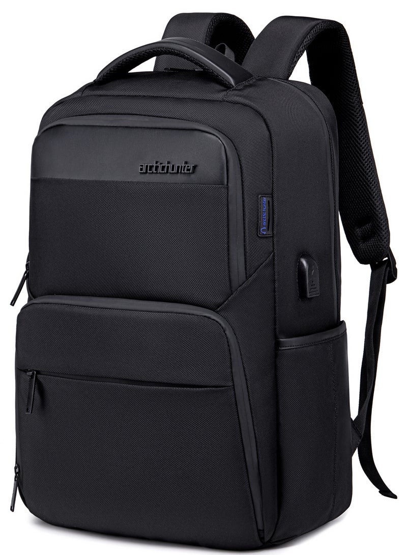 ARCTIC HUNTER Durable Casual Daypack Water Resistant 23 L Computer Bag with Luggage Carry Strap Built in USB port and Anti-Theft pockets for Men and Women B00113C Black - Image 1