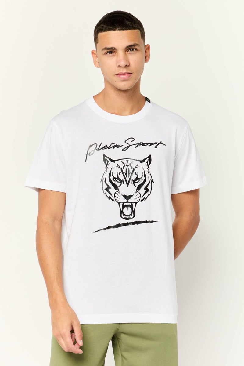 PHILIPP PLEIN تي شيرت رياضي للرجال بأكمام قصيرة، خارجي، أبيض - Image 1