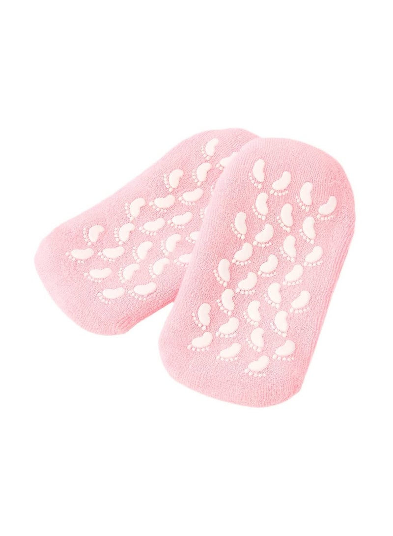 DubaiGallery Natural Oil Vitamin E Gel Socks Reusable SPA Gel Socks Moisturizing Whitening Exfoliating Cracked Skin Heels Ankles Ageless Smooth Foot Care Silicone Socks Foot Mask Feet Care Socks - Image 2