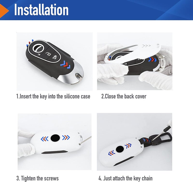 7Cylinder TPU Rubber Key Fob Cover Case for Mercedes Benz - White - Image 5