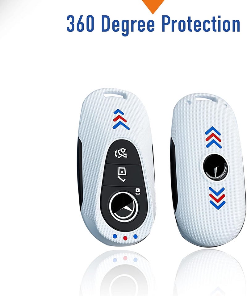 7Cylinder TPU Rubber Key Fob Cover Case for Mercedes Benz - White - Image 4