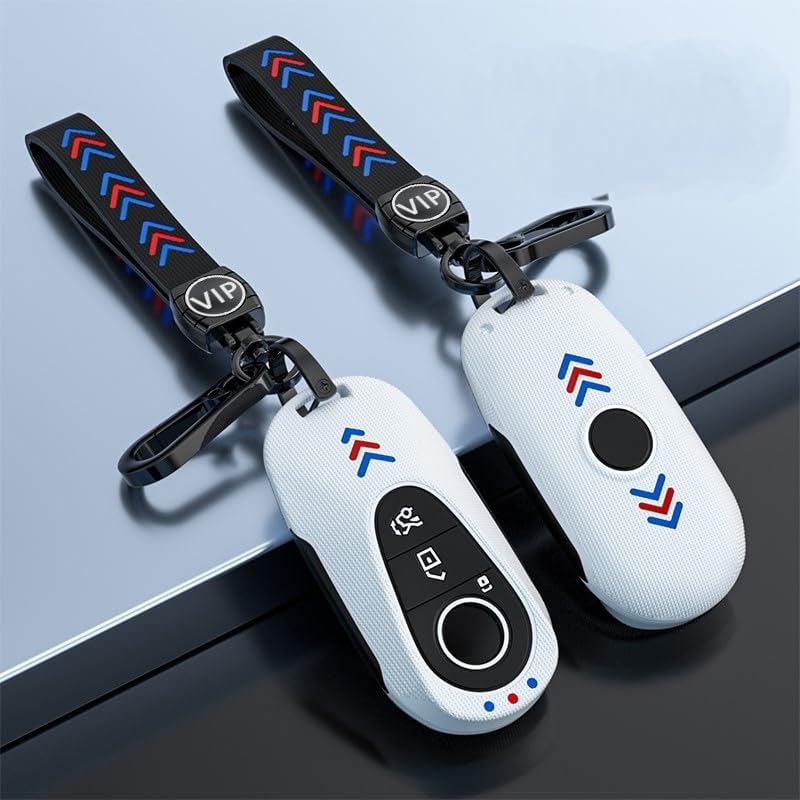 7Cylinder TPU Rubber Key Fob Cover Case for Mercedes Benz - White - Image 2