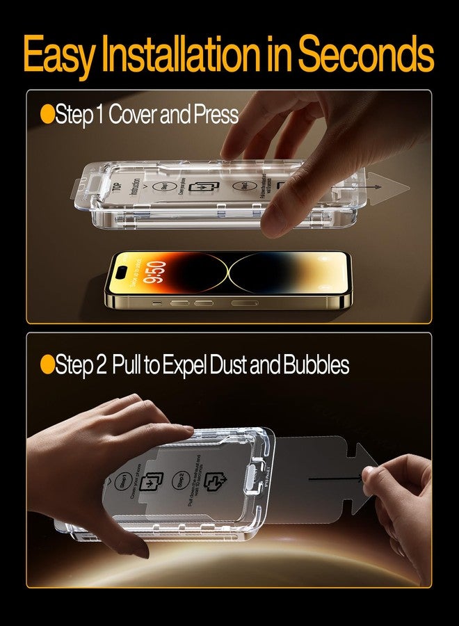 SMARTDEVIL 3-Pack Screen Protector for iPhone 14 with 3-Pack Camera Lens Protector, Clear 9H Tempered Glass Film, Super Fast Installation (Dust-Free & Bubble-Free), Alignment Tool - Image 3