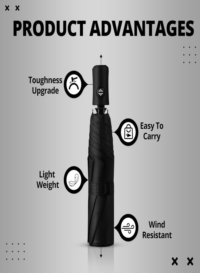 Robustt Wind Resistant Waterproof Umbrella - Black (Pack of 5) | Auto Open & Close Mechanism | Lightweight & Compact | Heavy Duty | Travel- Friendly - Image 4
