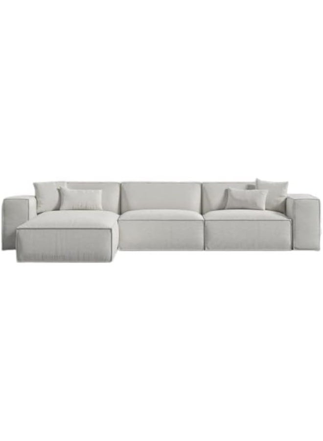 Al Zakharef Furniture Coco Corner L-Shape Luxury Sofa Set, Modern Sectional Velvet Couch, Comfortable Living Room Furniture with Free Pillows, Colour White - Image 2