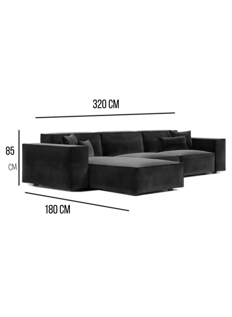 Al Zakharef Furniture Coco Corner L-Shape Luxury Sofa Set, Modern Sectional Velvet Couch, Comfortable Living Room Furniture with Free Pillows, Colour White - Image 3