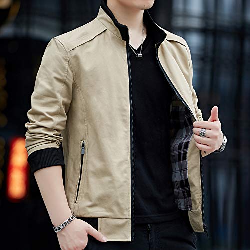 Womleys Mens Casual Windbreaker Outerwear Slim Fit Cotton Lightweight Jackets (Large, Khaki) - Image 3