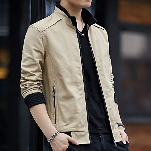 Womleys Mens Casual Windbreaker Outerwear Slim Fit Cotton Lightweight Jackets (Large, Khaki) - Image 2