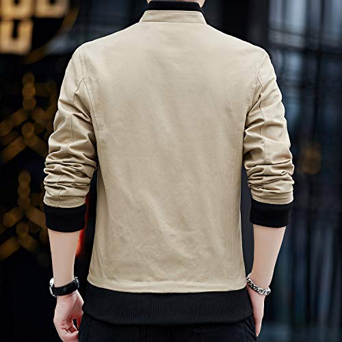 Womleys Mens Casual Windbreaker Outerwear Slim Fit Cotton Lightweight Jackets (Large, Khaki) - Image 4