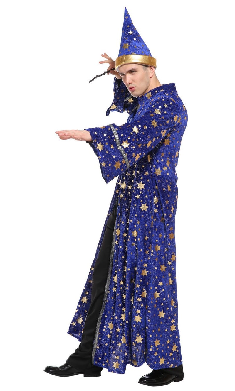 Lagusida Adults Wizard Costume Wizard Cloak Stars Magician Cape and Hat Witch Cloak (blue, S) - Image 5