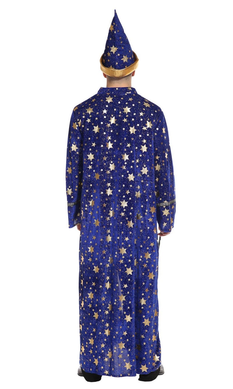 Lagusida Adults Wizard Costume Wizard Cloak Stars Magician Cape and Hat Witch Cloak (blue, S) - Image 4