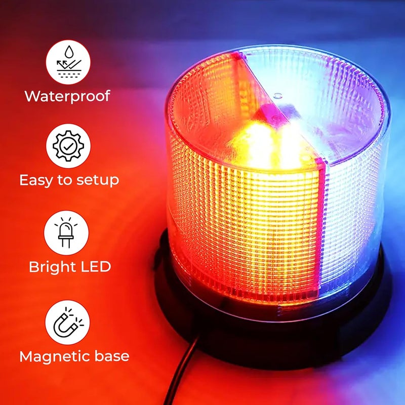 Robustt Emergency Safety Light | High Intensity Red Blue Revolving 12V LED Emergency Rotating Beacon Warning Light with 12V DC Plug - Image 5