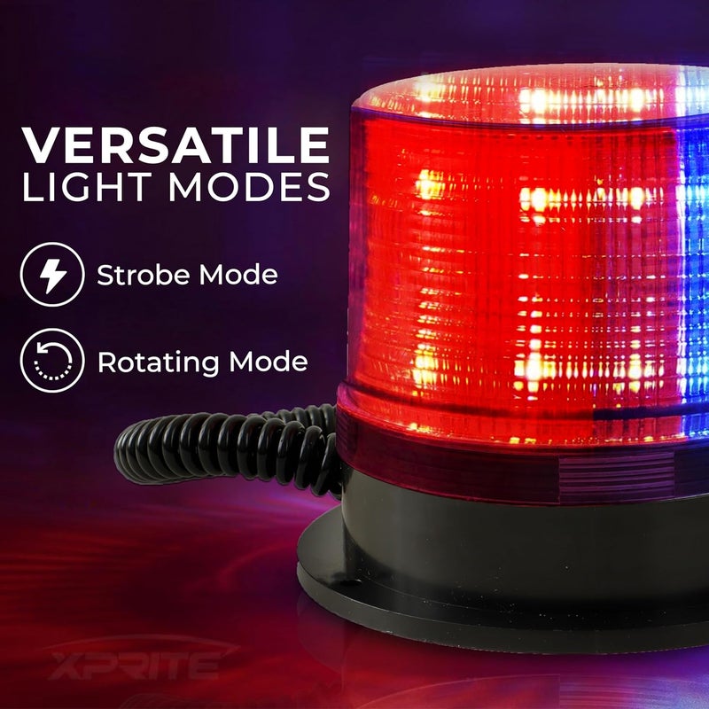 Robustt Emergency Safety Light | High Intensity Red Blue Revolving 12V LED Emergency Rotating Beacon Warning Light with 12V DC Plug - Image 3