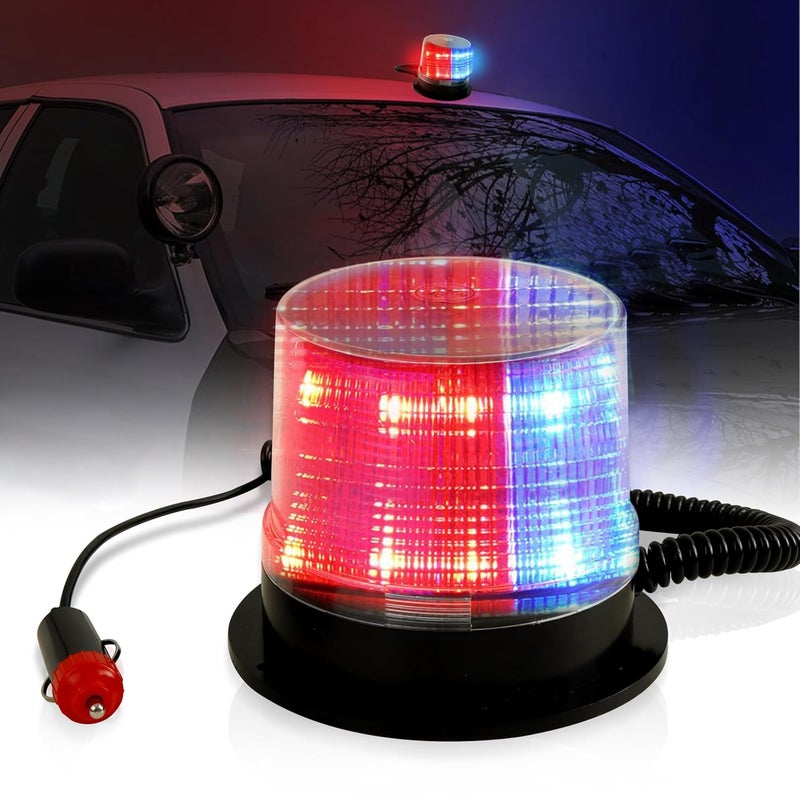 Robustt Emergency Safety Light | High Intensity Red Blue Revolving 12V LED Emergency Rotating Beacon Warning Light with 12V DC Plug - Image 1