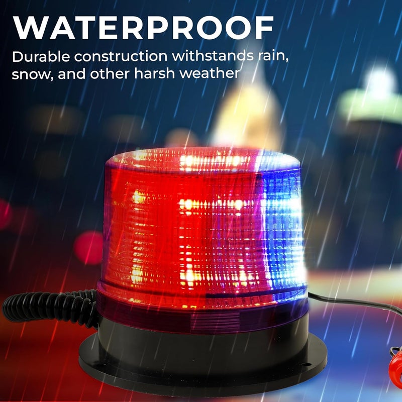 Robustt Emergency Safety Light | High Intensity Red Blue Revolving 12V LED Emergency Rotating Beacon Warning Light with 12V DC Plug - Image 4