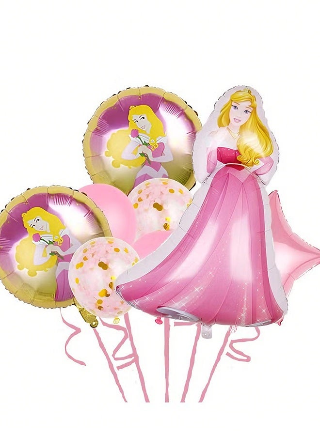 Happy D 8-piece cartoon princess balloon decoration set suitable for children's birthday parties and theme party supplies - Image 1