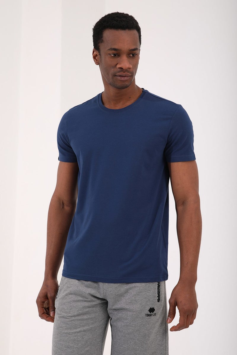 Tommy Life Indigo Men's Basic Short Sleeve Standard Pattern O Neck T-Shirt - 87911  - Image 4