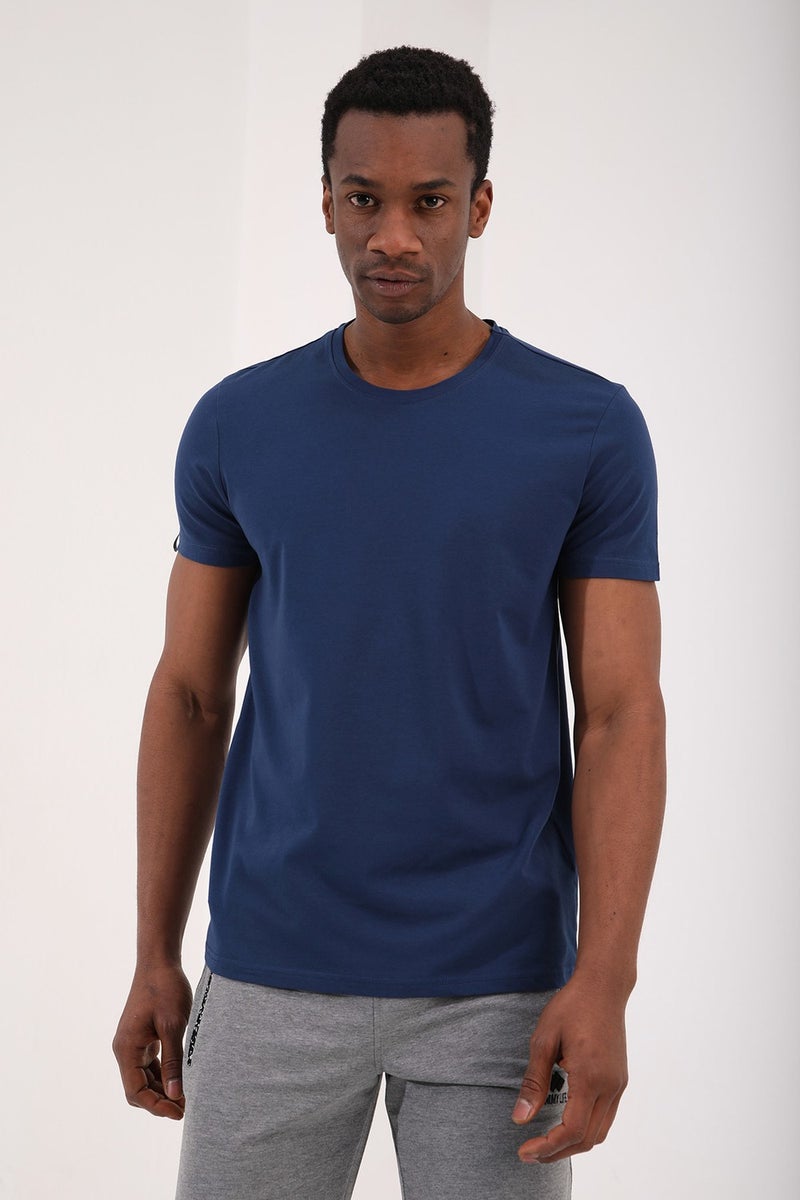 Tommy Life Indigo Men's Basic Short Sleeve Standard Pattern O Neck T-Shirt - 87911  - Image 3
