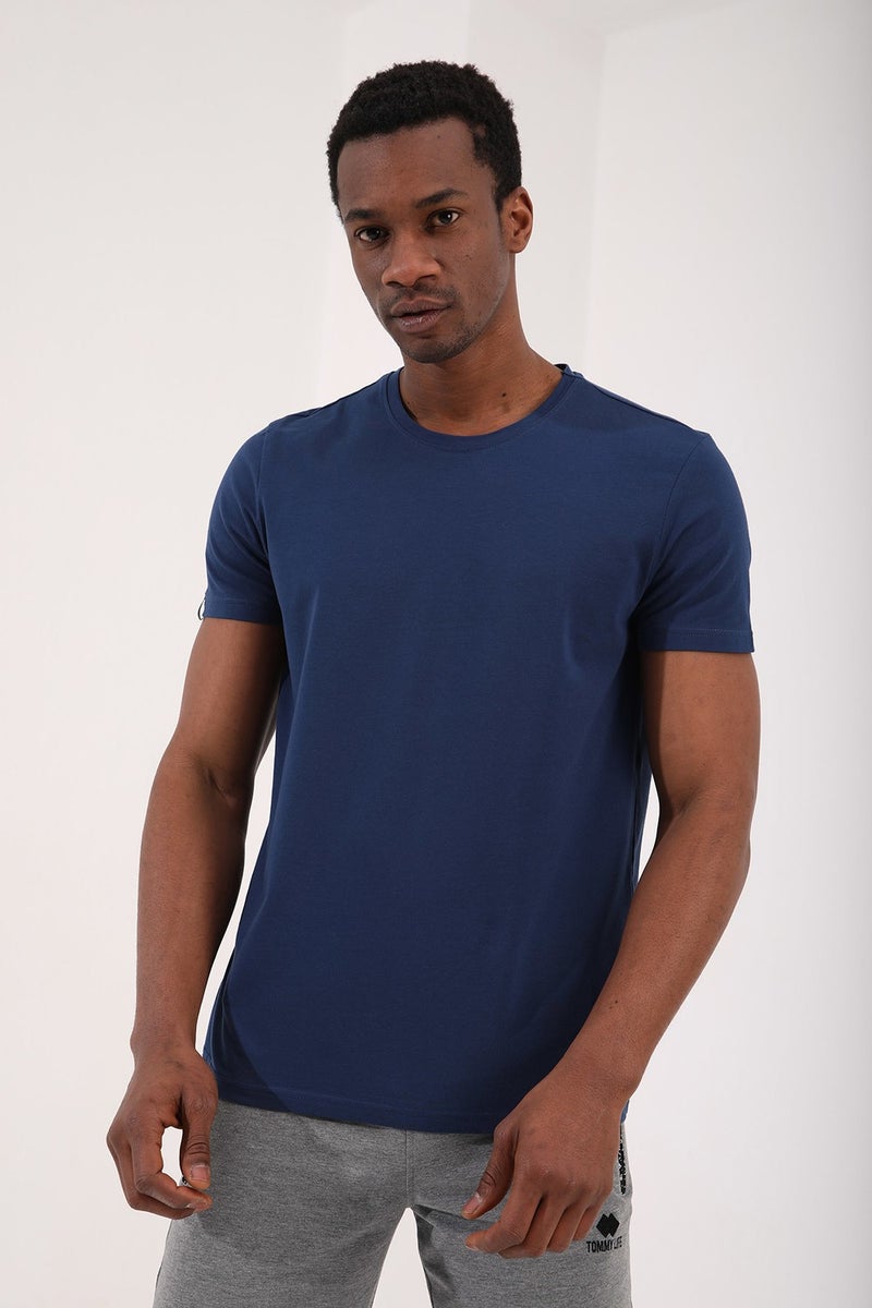 Tommy Life Indigo Men's Basic Short Sleeve Standard Pattern O Neck T-Shirt - 87911  - Image 1