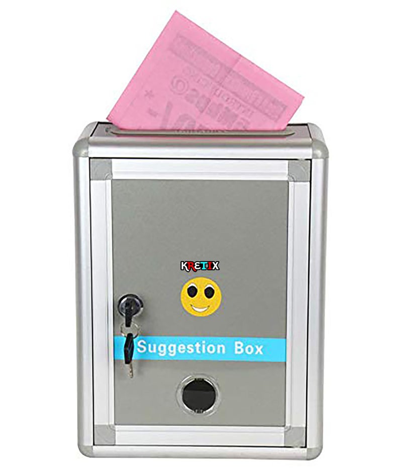 KRETIX Plastic Suggestion Box | Charity Collection Box Office | Donation Box Secure Box with Top Slot and Lock with Keys | Wall Mount with pre drilled Holes | Key Drop Box for Home Office - Image 1
