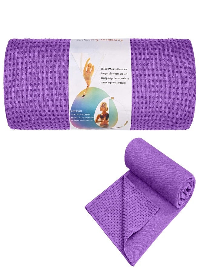 Tomeurperf Hot Yoga Towel Non Slip- Microfiber Yoga Mat Towel for Hot Yoga, Pilates and Fitness 72" x 24", Purple - Image 1