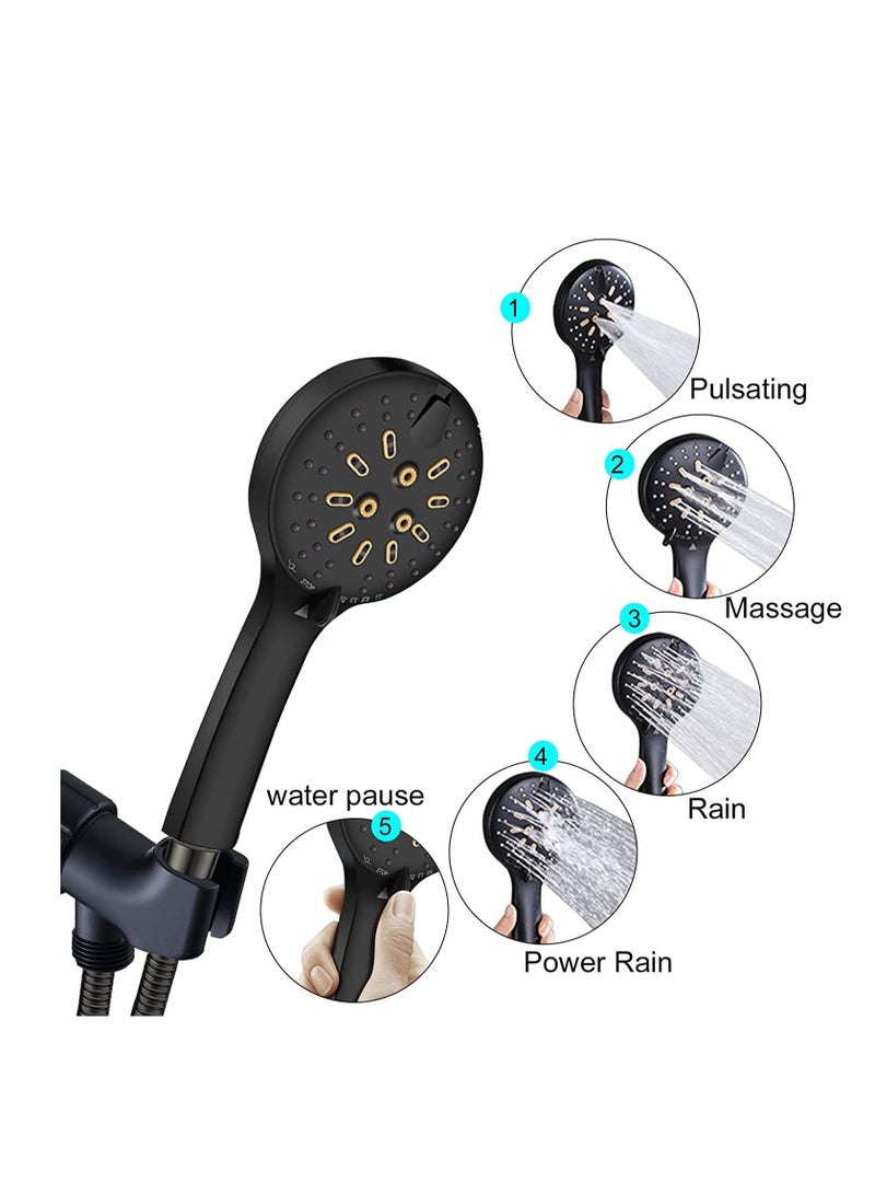 SYOSI Handheld Shower Head Set Stainless Steel Bath Showerheads Shower Heads High Pressure With 6 Function Setting Multi functions Shower Head Holder 9.8Inch Shower sprinkler  - Image 4