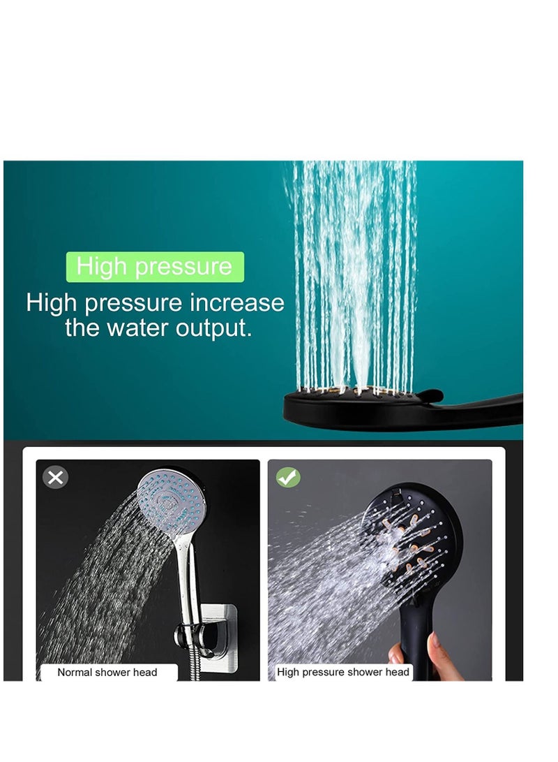 SYOSI Handheld Shower Head Set Stainless Steel Bath Showerheads Shower Heads High Pressure With 6 Function Setting Multi functions Shower Head Holder 9.8Inch Shower sprinkler  - Image 3