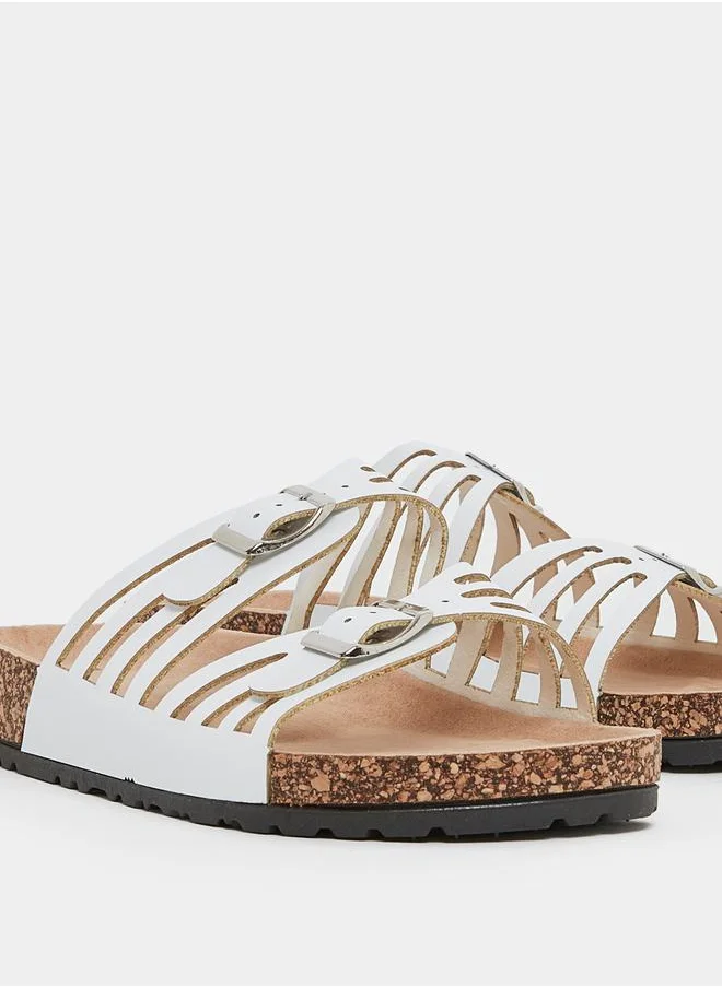 Styli Double Buckle Strap Flat Sandals