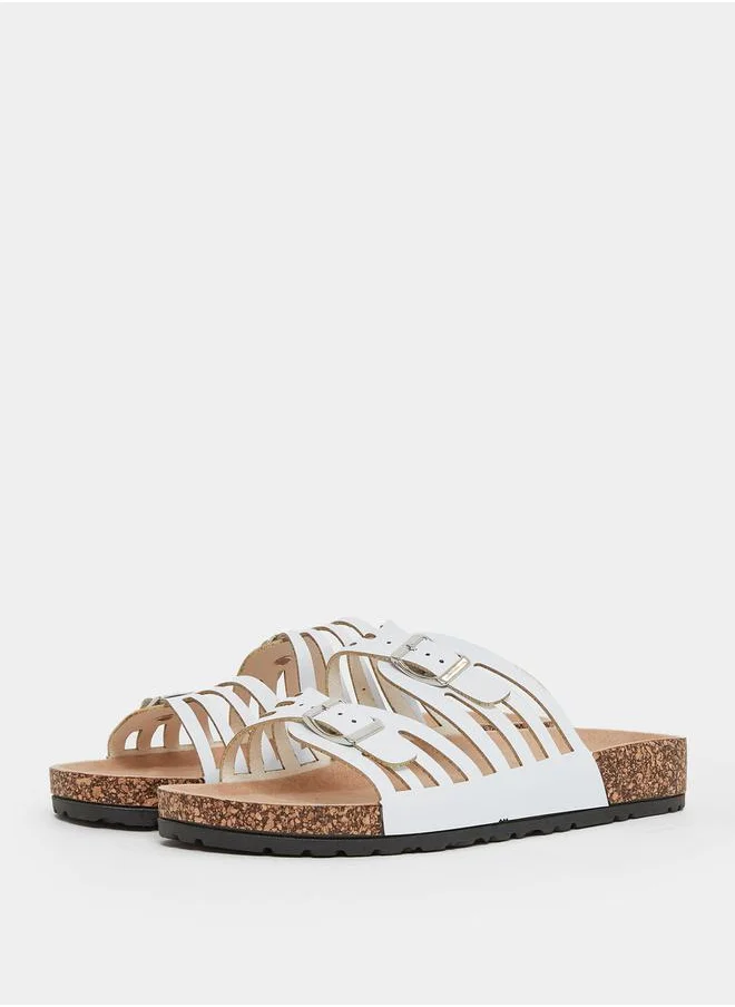 Styli Double Buckle Strap Flat Sandals