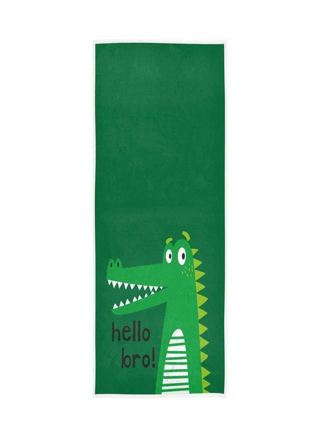 Vikko Cute Funny Alligator Crocodile Hello Bro Towels Hand Washcloths Polyester Fingertip Towel with Single-Sided Printing for Home Hotel Bathroom Decoration - 30x15 Inch - Image 1