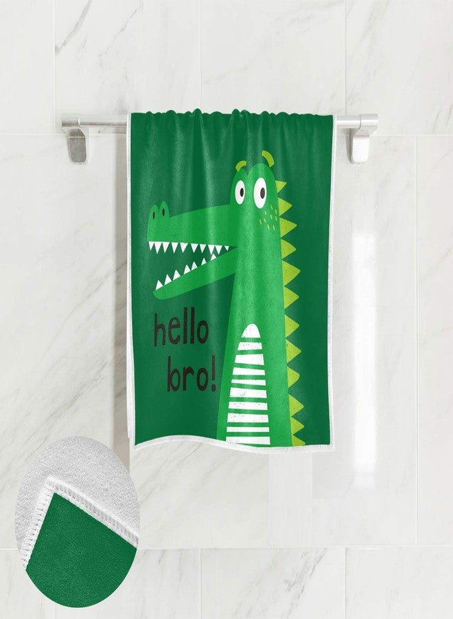 Vikko Cute Funny Alligator Crocodile Hello Bro Towels Hand Washcloths Polyester Fingertip Towel with Single-Sided Printing for Home Hotel Bathroom Decoration - 30x15 Inch - Image 2