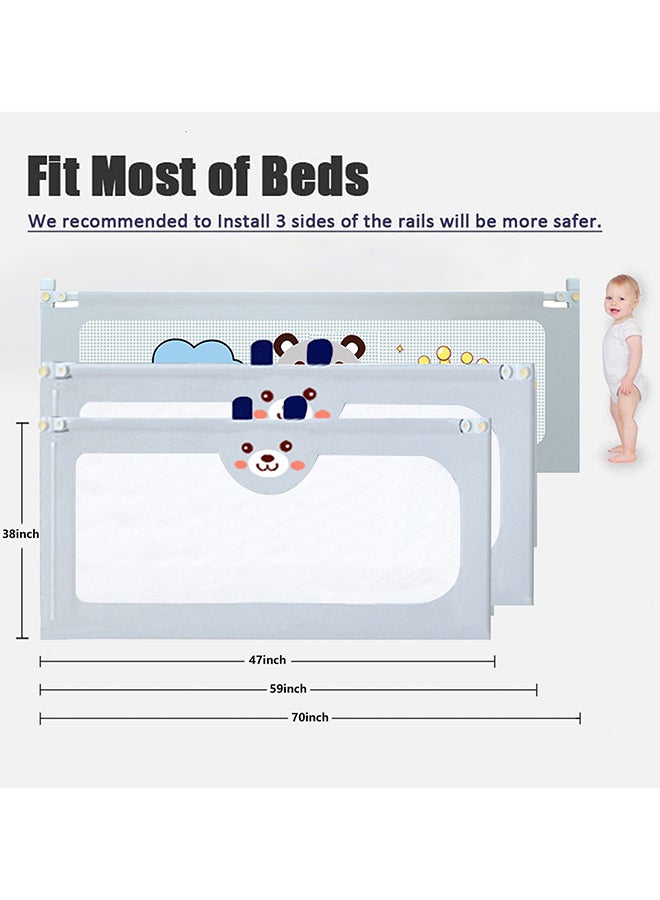 Pack Of 1 Bed Rail Guard Barrier For Baby, Extra Long, Adjustable Height And Foldable, Single Side Bed  - Image 2