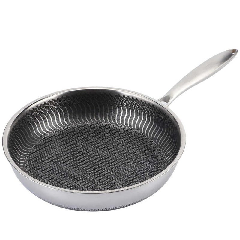 NUTRION Triply Stainless Steel Frypan 26 cm 25 mm Thick Steel Pan Scratch Resistant 5 Year Warranty Induction Gas Friendly Heavy Bottom - Image 1