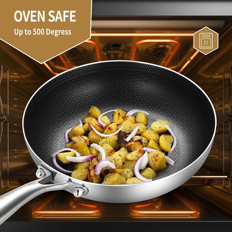NUTRION Triply Stainless Steel Frypan 26 cm 25 mm Thick Steel Pan Scratch Resistant 5 Year Warranty Induction Gas Friendly Heavy Bottom - Image 4