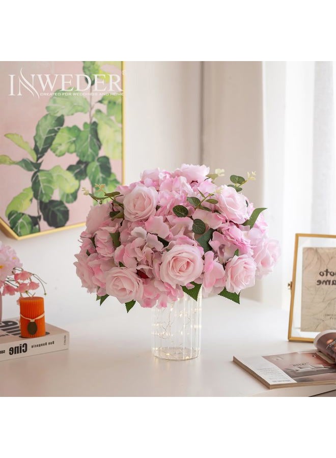 Inweder Flower Balls for Centerpieces Wedding Flowers - 10 Pcs Large Fake Rose Balls, Pink Flowers for Centerpieces Tables, Hydrangea Artificial Floral Ball, Arrangement Bouquet for Party, Valentine's Day - Image 5