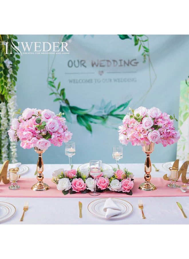 Inweder Flower Balls for Centerpieces Wedding Flowers - 10 Pcs Large Fake Rose Balls, Pink Flowers for Centerpieces Tables, Hydrangea Artificial Floral Ball, Arrangement Bouquet for Party, Valentine's Day - Image 4