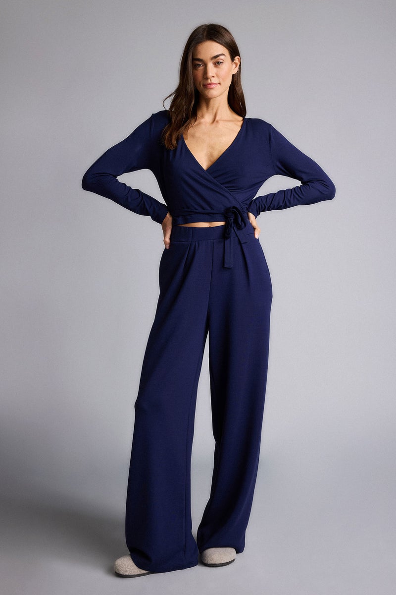 DeFacto Blue Woman Belted Long Sleeve T-Shirt Casual - Image 2