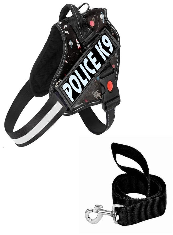 Berlin's PET ACCESSORIES Berlin's Police K9 Dog Harness with Leash, Dog Vest with Handle, Reflective Adjustable No-Pull Harness for Dogs Heavy Duty Nylon, for Training, Patrol, Hiking (Printed Black, Small (5-12Kg)) - Image 1