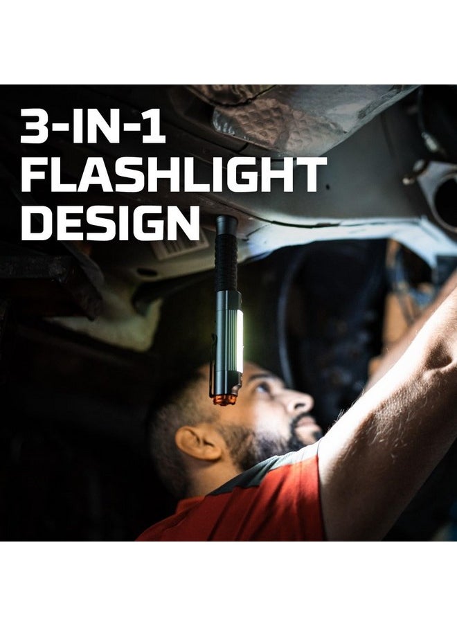 NEBO NEBO Big Larry 3 Work Light | 600 Lumens, 7 Light Modes, Magnetic COB Task Lamp & LED Flashlight, Steel Pocket Clip, Hands-Free Use, Water Resistant, Includes 3x AA Alkaline Batteries  - Image 2